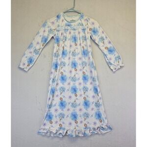 Disney Frozen II Elsa Nightgown Girl 8 White Blue Princess Fairy Flame Resistant